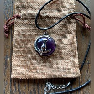 Crystal Cat Necklace | Kitty Cat Jewelry | Amethyst Cat Pendant | Teen Girl Gift